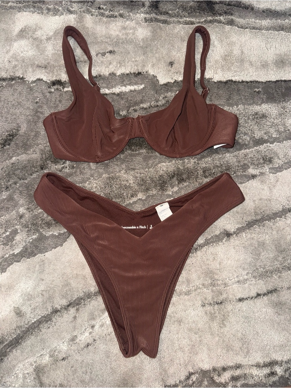 Abercrombie & Fitch Brown Ribbed Underwire Bikini Set